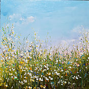 Картины и панно handmade. Livemaster - original item Oil painting with daisies In summer sunny landscape. Handmade.