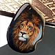  Lion-lacquer painting-totem-zodiac. Pendant. lacquer miniature. Online shopping on My Livemaster.  Фото №2