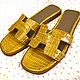Sandals made of genuine crocodile leather, in yellow!, Flip flops, St. Petersburg,  Фото №1