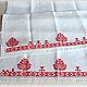 Order Track towel hand embroidery hemstitch white linen red. EmbroideryINNAI. Livemaster. . Wedding towels Фото №3