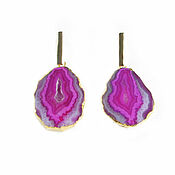 Украшения handmade. Livemaster - original item Earrings with agate, pink earrings large agate, earrings gift. Handmade.
