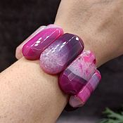 Украшения handmade. Livemaster - original item Large natural pink agate bracelet with a cut. Handmade.