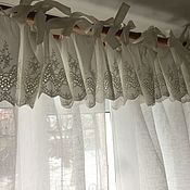 Для дома и интерьера handmade. Livemaster - original item Tulle from a linen veil with cambric lace 