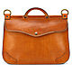 Briefcase made of leather and tarpaulin 'Crocker' (brown with green). Brief case. Russian leather Guild. My Livemaster. Фото №4