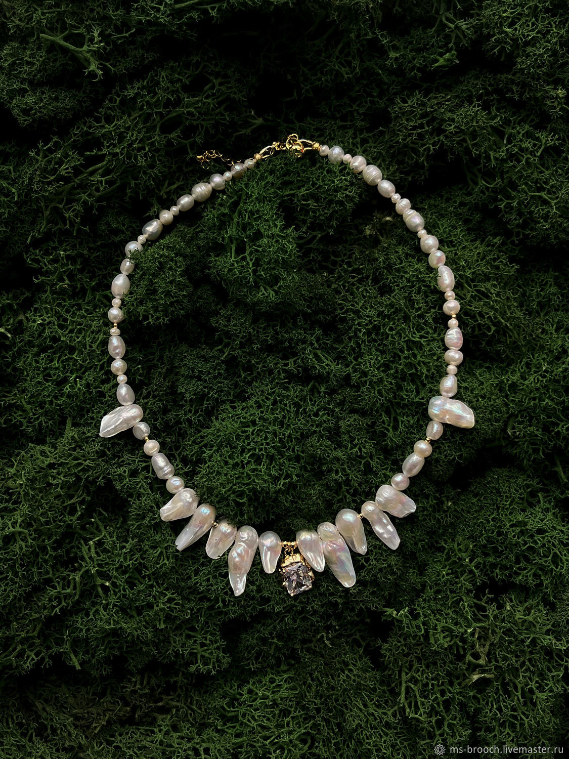 Колье "Наяда" из барочного жемчуга купить в интернет-магазине Ярмарка ...