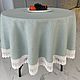 Linen tablecloth 'Blue lagoon' diam.165cm. Tablecloths. Linen fantasy. My Livemaster. Фото №5