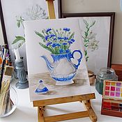 Картины и панно handmade. Livemaster - original item Pictures: Bouquet of cornflowers watercolor. Handmade.