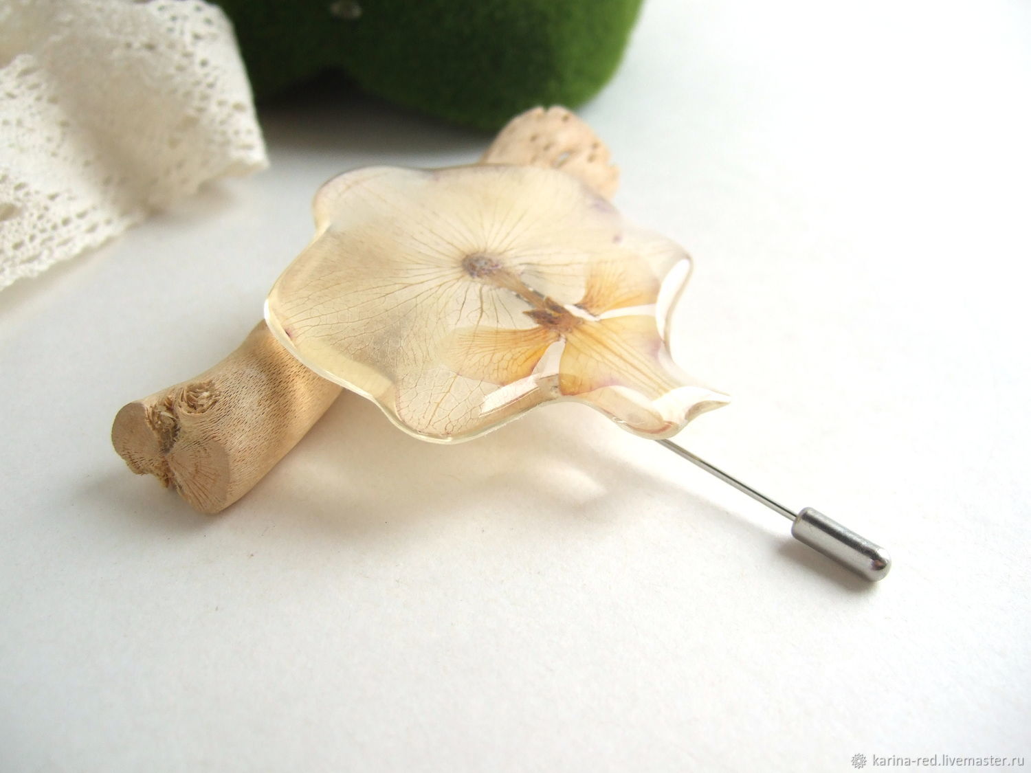 Brooch-Needle Orchid Real White Flower Decoration Brooch, Stick pin, Taganrog,  Фото №1