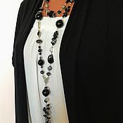 Украшения handmade. Livemaster - original item Natural stone beads, long black boho necklace. Handmade.