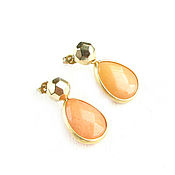 Украшения handmade. Livemaster - original item Jade earrings, orange carnation earrings 