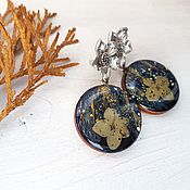 Украшения handmade. Livemaster - original item Earrings with real hydrangea flowers and hand-painted. Handmade.