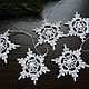 Order Snowflakes 5 pieces set 6,5 cm Silver Knitted. BarminaStudio (Marina)/Crochet (barmar). Livemaster. . Christmas decorations Фото №3