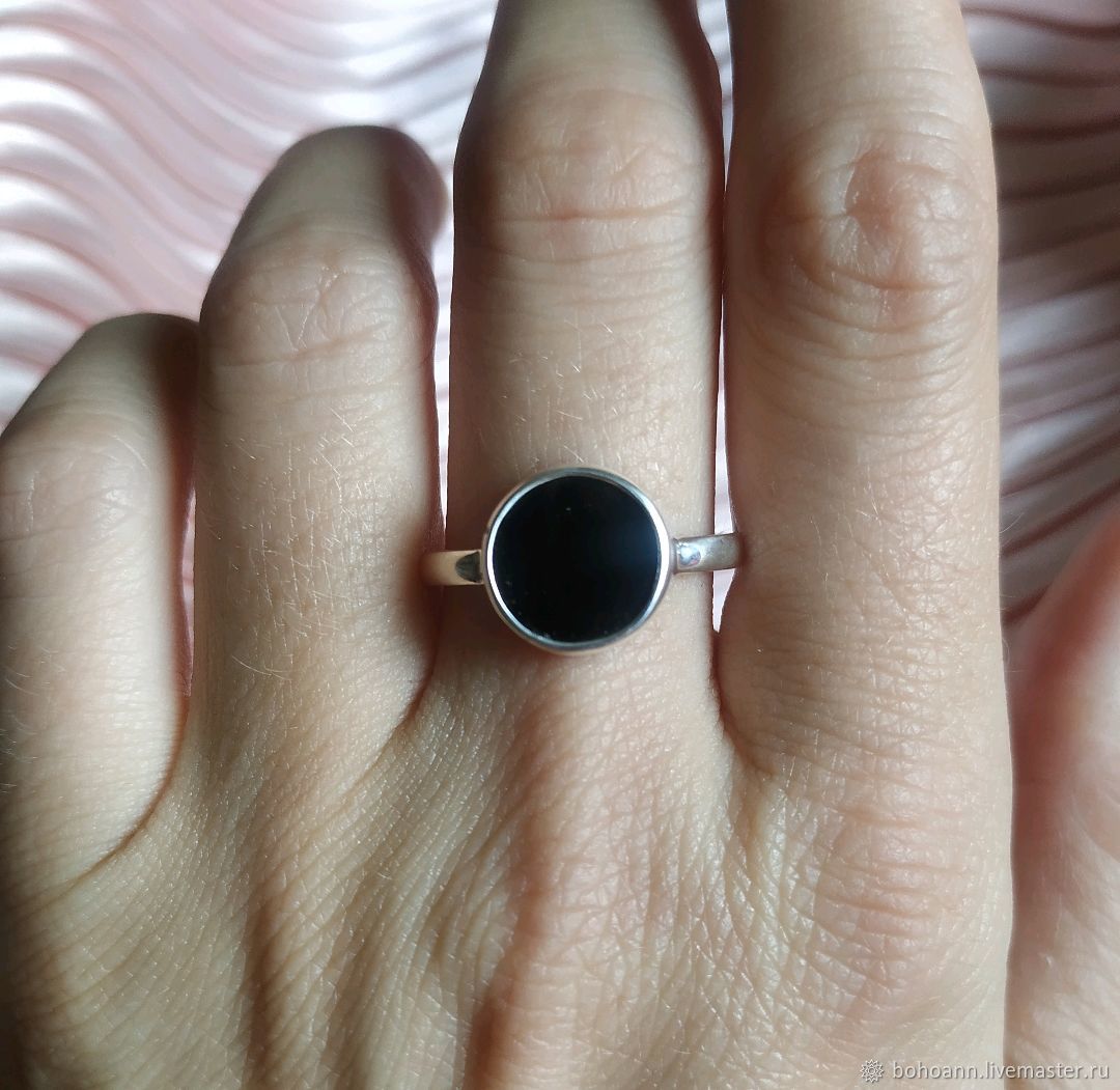 Перстень с черным агатом r287