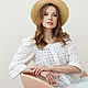 Блузка Камелия женская из шитья хлопка белая с вырезом каре, Блузки, Новосибирск,  Фото №1