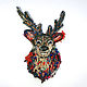 Brooch Deer. Hand embroidery, Brooches, Tver,  Фото №1
