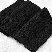 Аксессуары handmade. Livemaster - original item Scarf knitted women`s scarf large textured with openwork scarf Black. Handmade.
