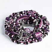 Original necklace in purple tones. Choker style BOHO. Boho Chic