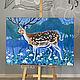 Большая синяя картина с оленем на холсте, Картины, Москва,  Фото №1