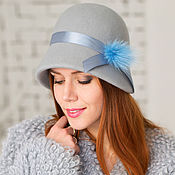 Аксессуары handmade. Livemaster - original item hat Cloche. Color light gray. Handmade.
