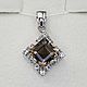 Silver pendant with 8h8 mm rauchtopaz and cubic zirconia, Pendants, Khimki,  Фото №1