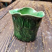Для дома и интерьера handmade. Livemaster - original item Green Ceramic Vase Valerian Leaf.. Handmade.