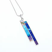 Украшения handmade. Livemaster - original item PENDANT 2 stripes. Turquoise, Lapis Lazuli, Charoite, Mother Of Pearl. Handmade.