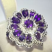 Украшения handmade. Livemaster - original item Purple Flower ring with amethysts. Handmade.