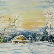 Картины и панно handmade. Livemaster - original item Pictures: The cabin in the mountains. Handmade.