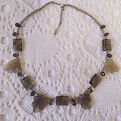 Украшения handmade. Livemaster - original item Necklace with carved leaves made of stone and rauchtopaz.. Handmade.