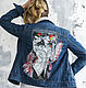 Denim jacket denim Jacket with a picture Of pulp fiction, Outerwear Jackets, St. Petersburg,  Фото №1