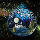 Glass Christmas ball with stained glass painted Blue forest, Christmas decorations, Moscow,  Фото №1