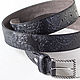 Black Gray Leather Belt for Women, 3.4 cm wide, Straps, Ivanovo,  Фото №1