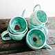 Бирюзовая сердешная чашка. Кружки и чашки. Love_ceramics. Интернет-магазин Ярмарка Мастеров.  Фото №2