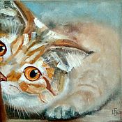 Картины и панно handmade. Livemaster - original item Painting cat Funny cat on canvas in oil. Handmade.