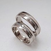 Свадебный салон handmade. Livemaster - original item Paired Wedding Rings with white gold Stones (Ob46). Handmade.