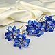 A set of pins of the blue hydrangea. Hairpins. PandaStudio (glossyfleur). My Livemaster. Фото №4