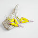 Lemon Yellow Triangular Beaded Earrings. Earrings. Handmade by Svetlana Sin. My Livemaster. Фото №5