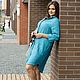 Льняное платье рубашка бирюзово голубой меланж, Платья, Новосибирск,  Фото №1