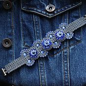 Украшения handmade. Livemaster - original item Grey bracelet with flowers made of beads 