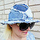 Women's denim hat Panama made of denim Fashionable headdress. Hats1. Modern and vintage embroidery. My Livemaster. Фото №6
