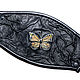 Order 3D Bracelet 'Butterfly' made of genuine leather in black. newandw. Livemaster. . Bead bracelet Фото №3