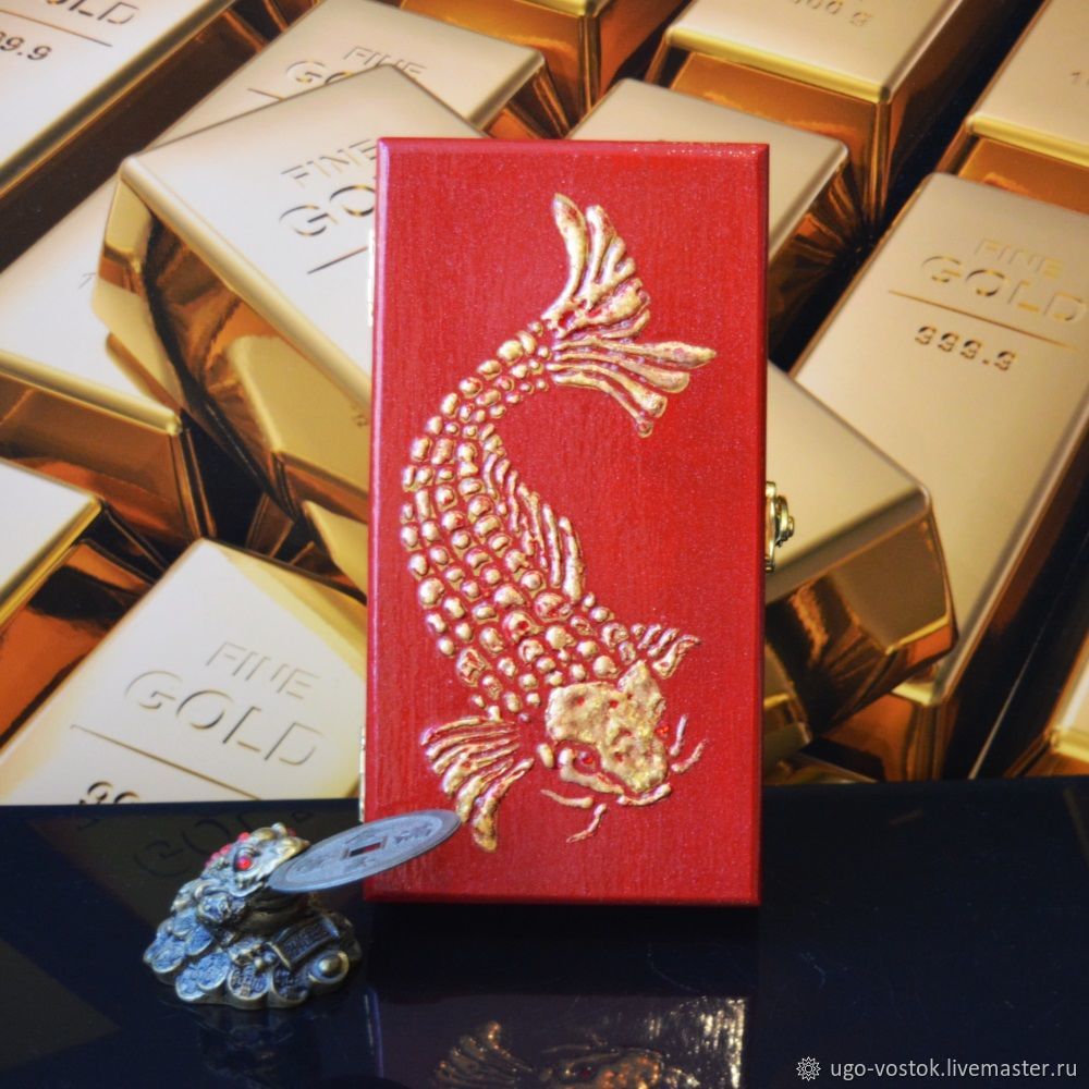 Коробок для денег "Золотая рыбка", Купюрница , Подарки по фен шуй