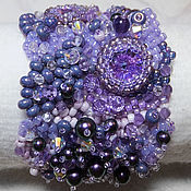 Украшения handmade. Livemaster - original item Wide Bead Bracelet Ultraviolet Bracelet for Prom. Handmade.