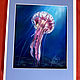  Neon Jellyfish. Original. Pastel. Pictures. Valeria Akulova ART. My Livemaster. Фото №6