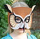 Дизайнерская маскаСовы из качественного фетра. Подойдет для детей от 3-х лет и взрослых.
Выполнена из фетра, сшита и вышита вручную.