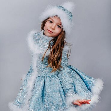 Карнавальный костюм Снегурочка бирюзовый, рост 140 см