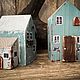 Домики  для интерьера голубой коричневый. Домики. Ручная сказка. Ярмарка Мастеров.  Фото №5