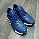 Sneakers made of genuine ostrich leather, in blue, in stock!, Sneakers, St. Petersburg,  Фото №1