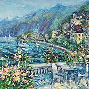 Картины и панно handmade. Livemaster - original item Oil painting Italy Portofino Beautiful painting on canvas coast. Handmade.