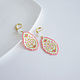 Delicate pink beaded earrings with a pattern. Earrings. Handmade by Svetlana Sin. My Livemaster. Фото №5